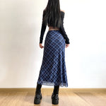 Preppy Style Retro Plaid Printed All-matching Slim Fit High Waist Slit Skirt