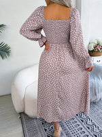 Casual ditsy floral print maxi dress with puff sleeves, slim waist, and ruched detailing - a stylish women's summer clothing item from the laneberg brand.