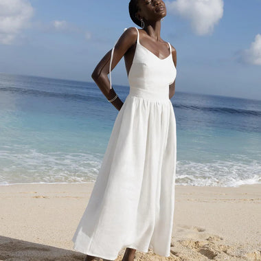 Luftiges, trägerloses Sommerkleid - Bornladies Vintage-Stil am Strand