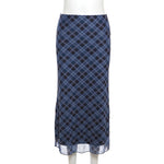Preppy Style Retro Plaid Printed All-matching Slim Fit High Waist Slit Skirt