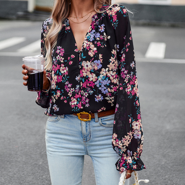 Abby™ | Langärmelige Bluse mit Blumendruck